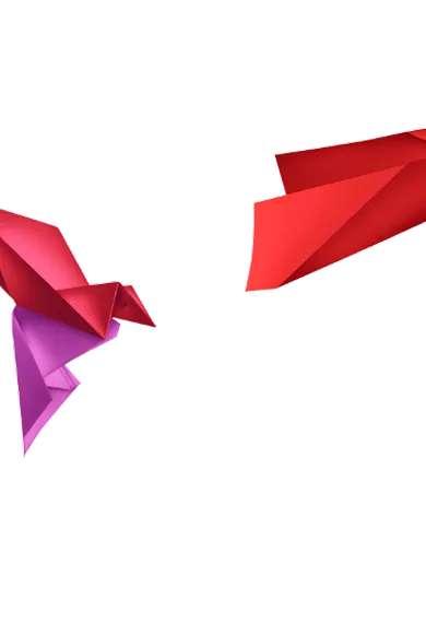 Colorful origami birds background